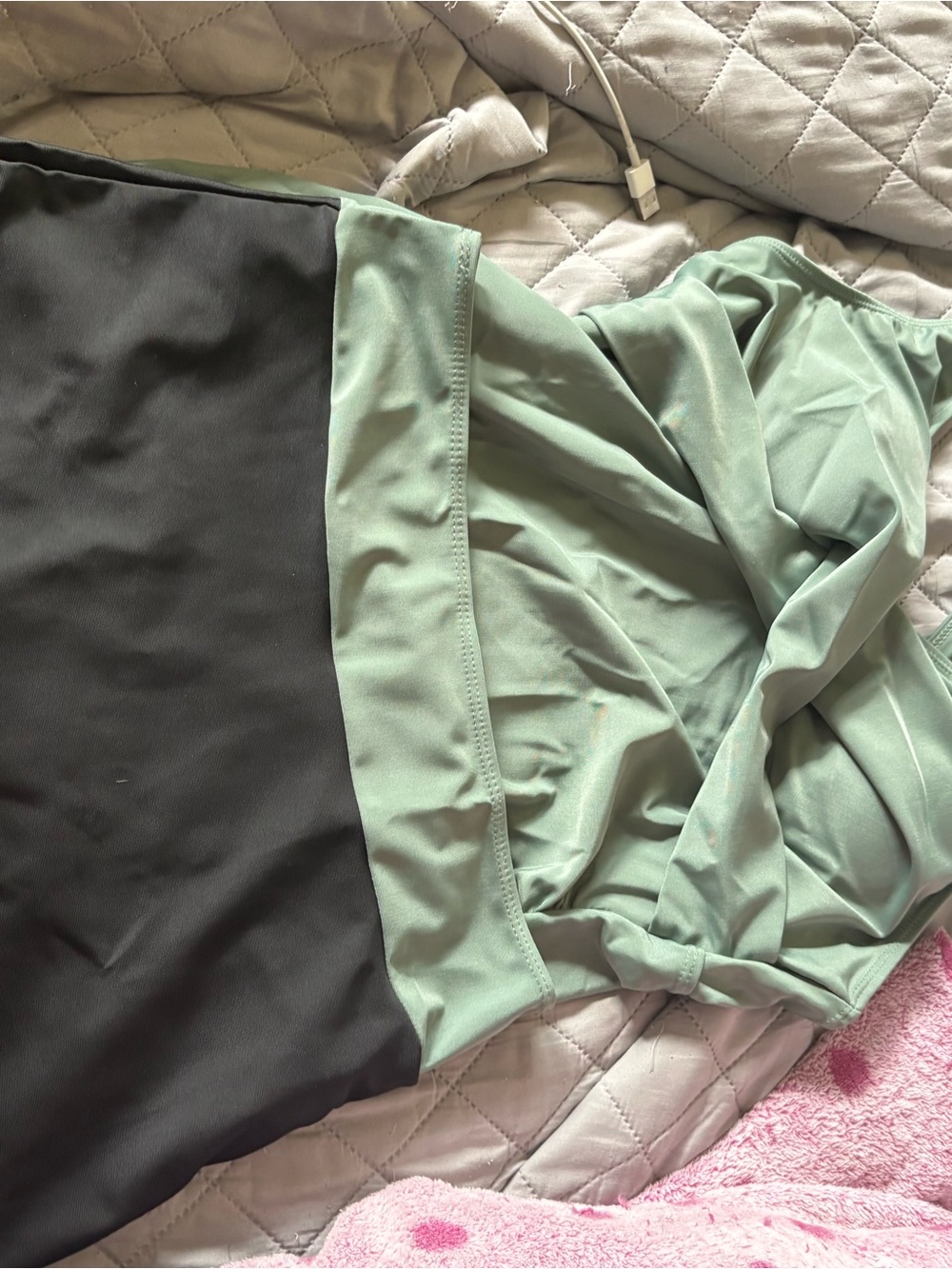 SHEIN Black and Sage Green two piece Swimsuit.  New/Never worn